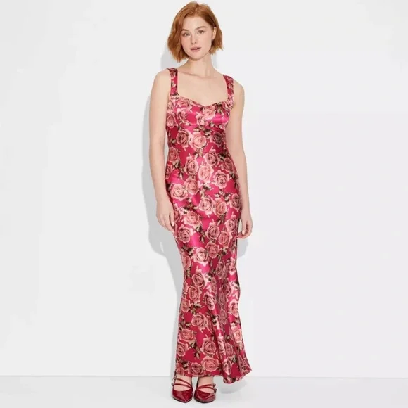 wild fable | Dresses | Wild Fable Red And White Square Neck Sleeveless Maxi  Dress | Poshmark